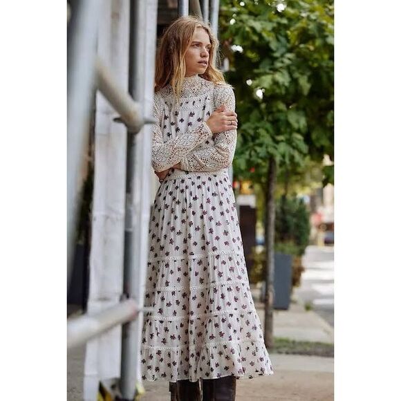 New Free People Daydreamer Midi Dress sz L - Picture 2 of 9